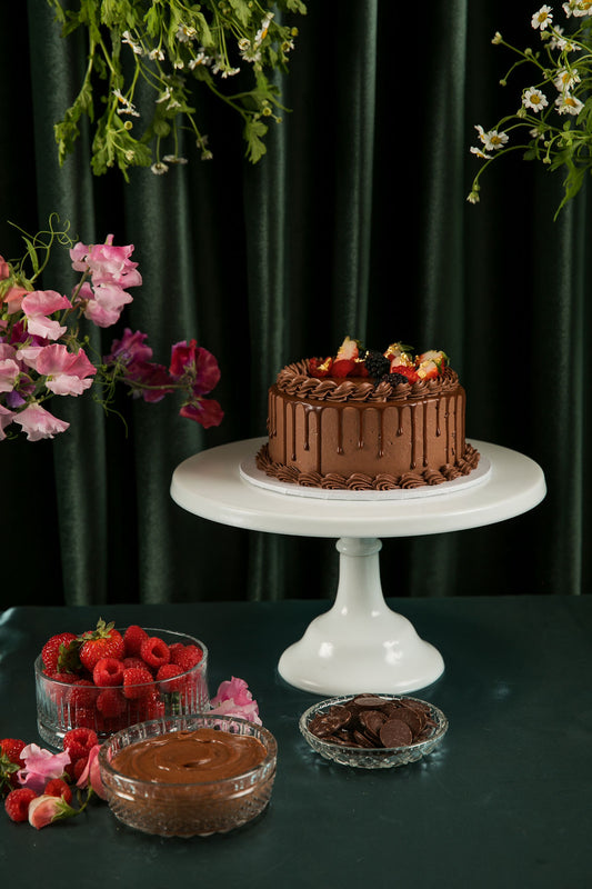 Vegan chocolate and raspberry cake