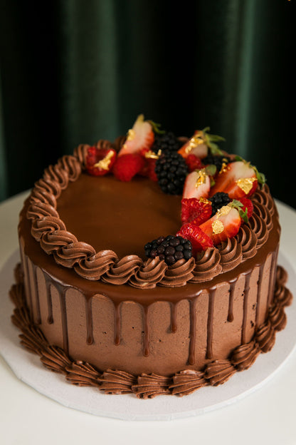 Vegan chocolate and raspberry cake